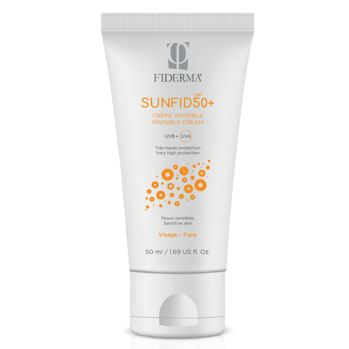 FIDERMA SUNFID SPF 50+ Neobarvana krema za zaščito pred soncem, za občutljivo kožo za obraz, 50 ml