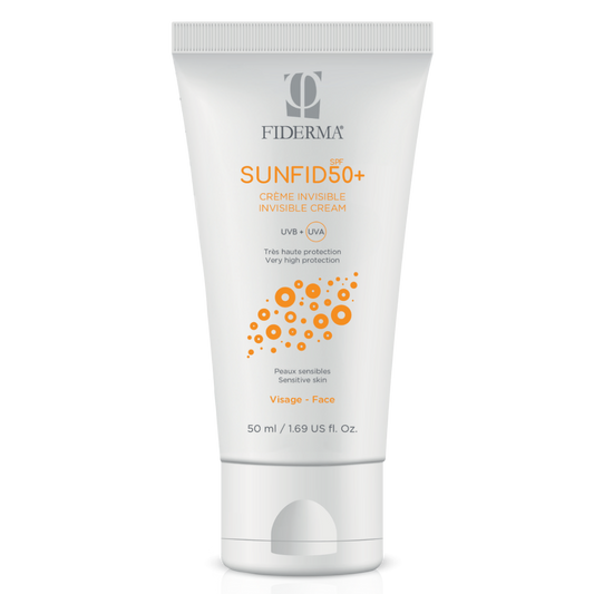 FIDERMA SUNFID SPF 50+ Neobarvana krema za zaščito pred soncem, za občutljivo kožo za obraz, 50 ml