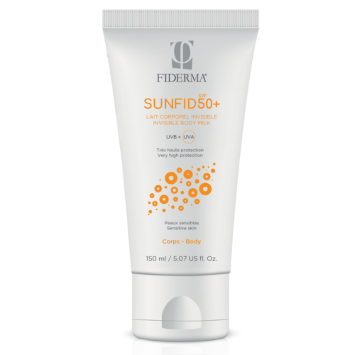 FIDERMA SUNFID SPF 50+ Nevidno mleko za zaščito pred soncem, za občutljivo kožo za telo, 150 ml